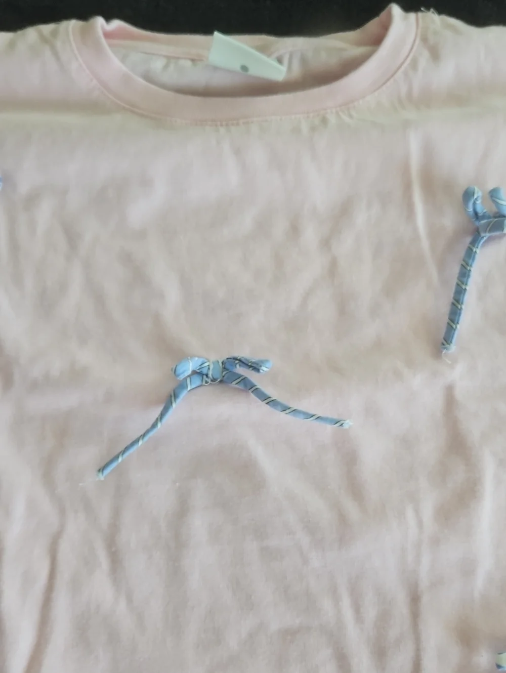 Zara Girls' Light Pink Short Sleeve Tee with Blue Bow Accents